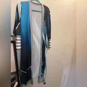 Elegant Blue and Black Women's long cardigan